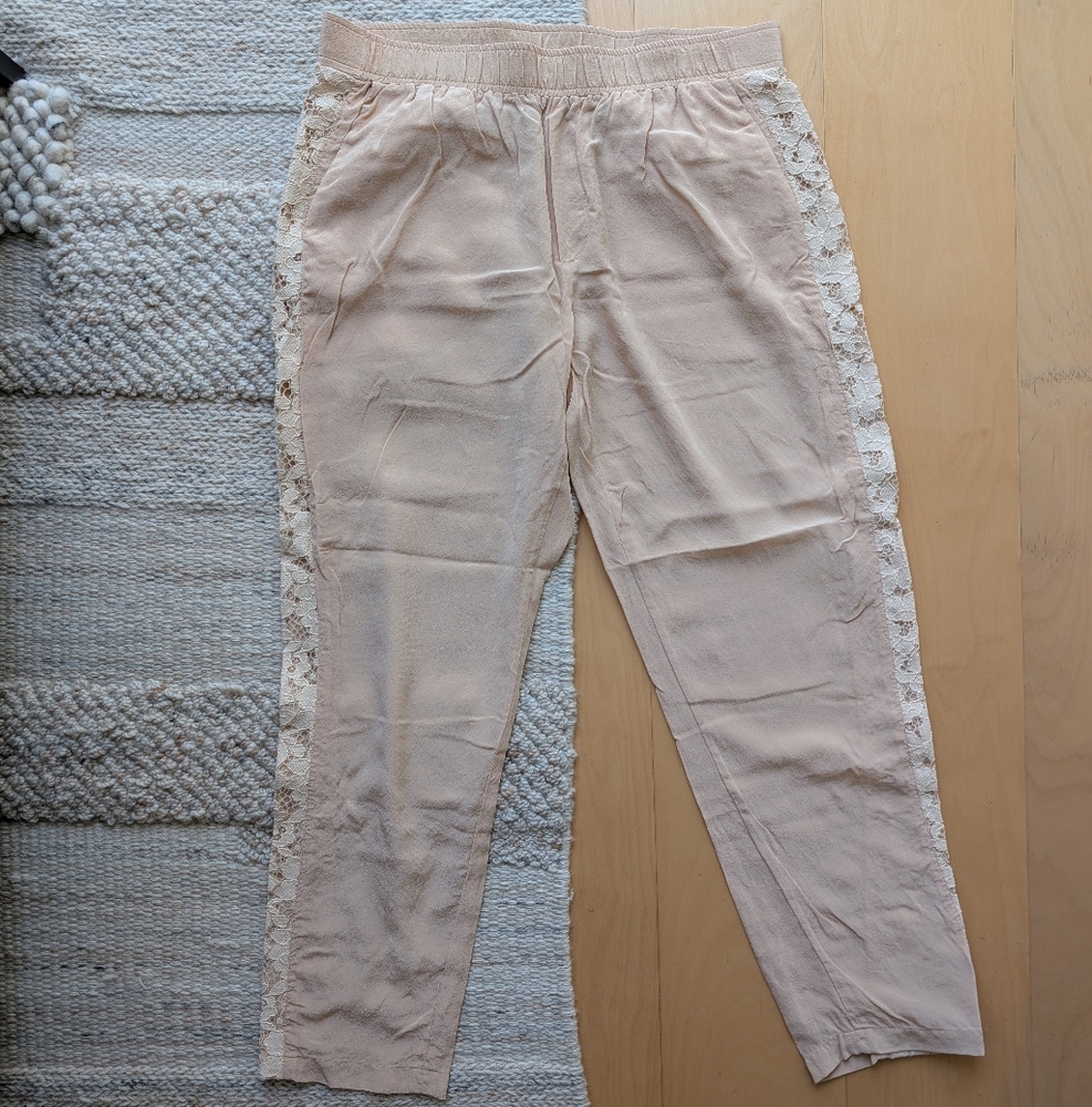 Club Monaco Silk Lace Trim Pants